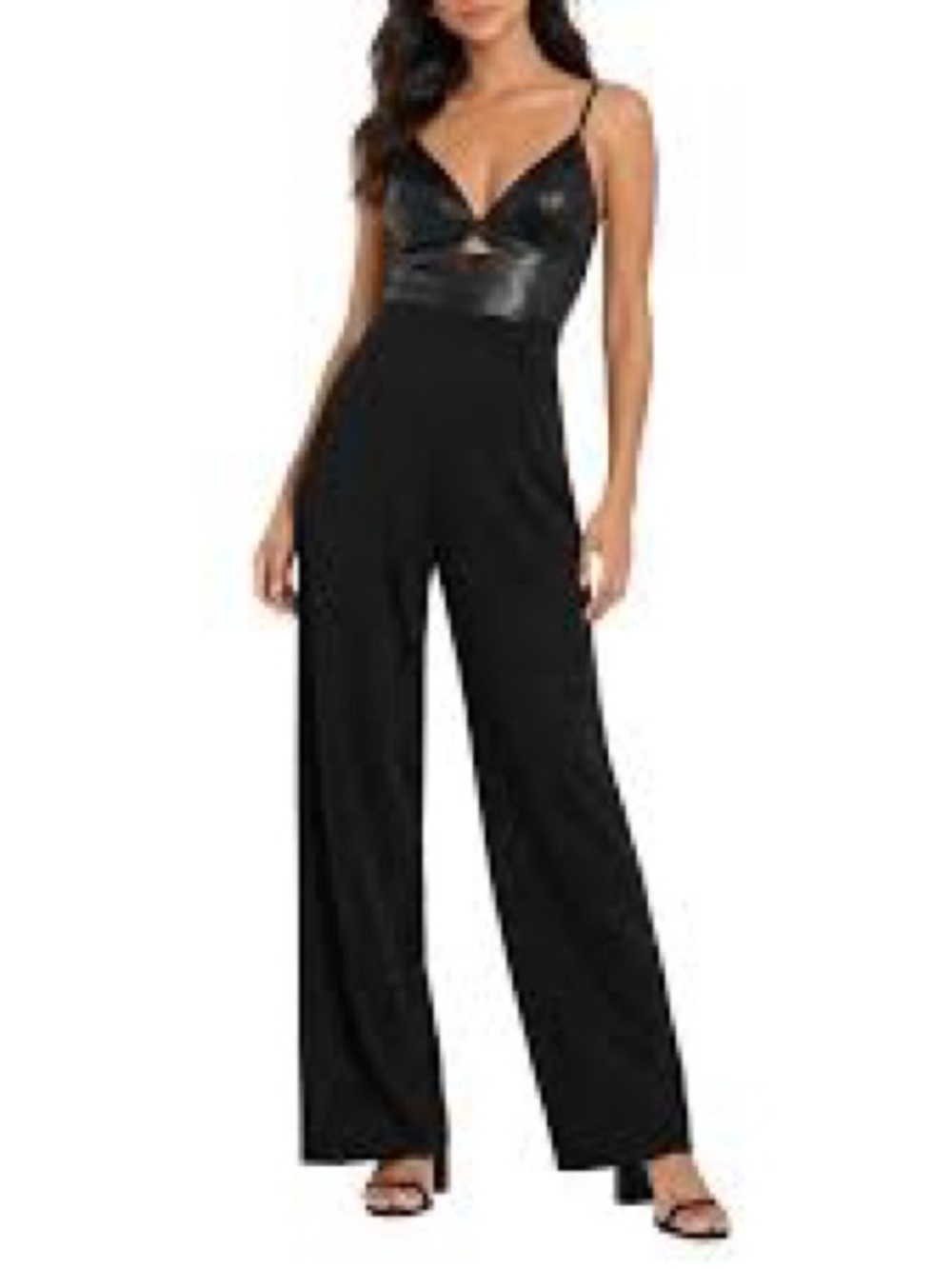 Black Lulus Satin-Top Wide-Leg Jumpsuit - Women